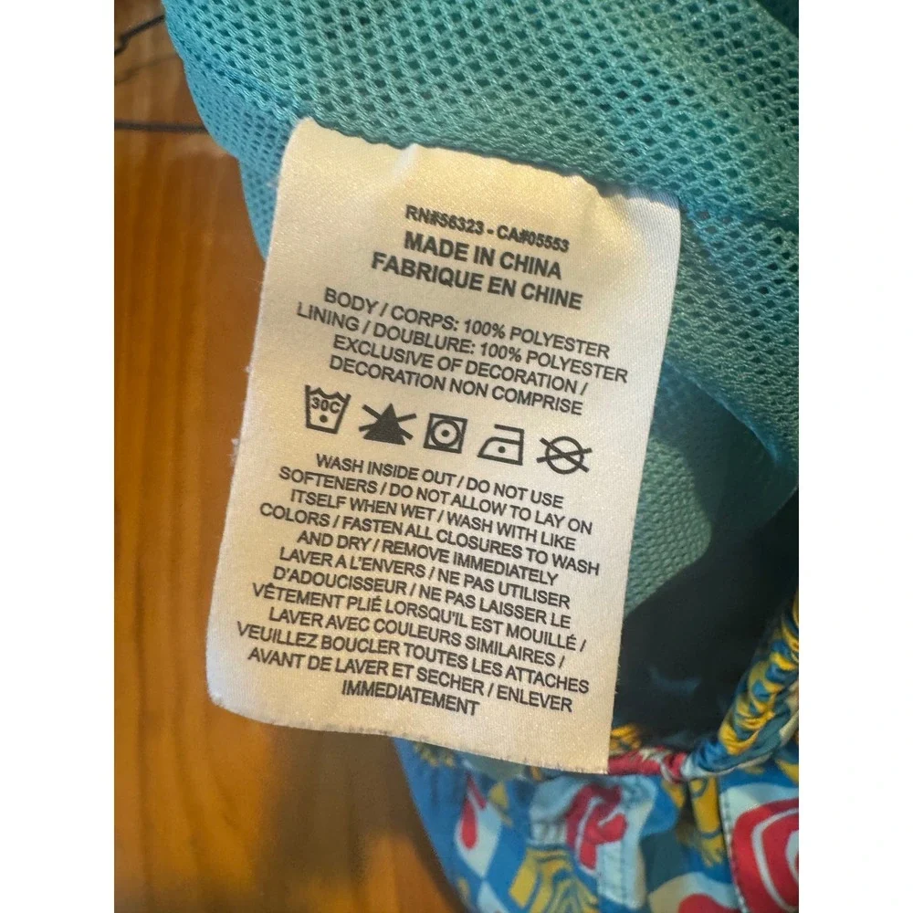 NIKE Men Small Blue Red Yellow Graphic Woven Flow Shorts Beach Festival Swim Y2K - Picture 6 of 6
